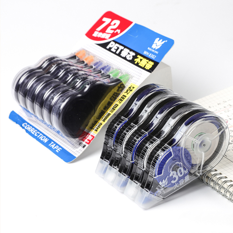 Correction Tape Roller - 6 ชิ้น/เซ็ตโรงเรียนเทปแก้ไข Roller Simple อุปกรณ์สํานักงานเครื่องเขียนสีขาวสติกเกอร์เทปนักเรียน 150M
