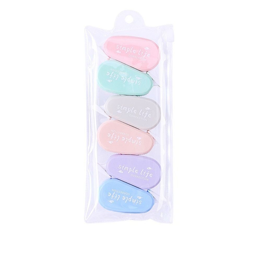 Correction Tape Roller - เทปแก้ไขเสียงเงียบ 6 ชิ้น/ชุด สีโมรันดี ความยาว 36